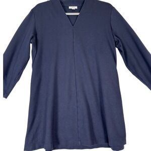 J. Jill Ponte Tunic Large Navy Blue 3/4 Sleeve Minimalist Capsule Wardrobe